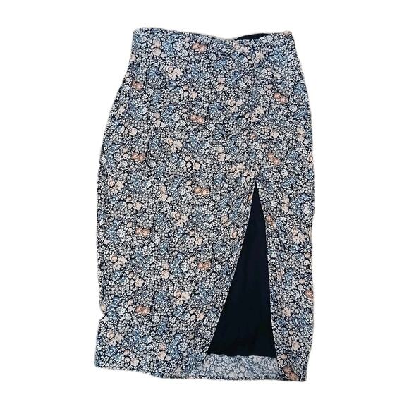 Abercrombie & Fitch Women’s Floral Midi Skirt Blue Side Slit Size M Y2K Fairy - Picture 1 of 7